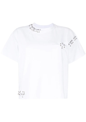 sacai piercing crew-neck cotton T-shirt - White