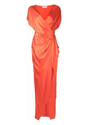 Michelle Mason wrap drape-detail gown dress - Orange