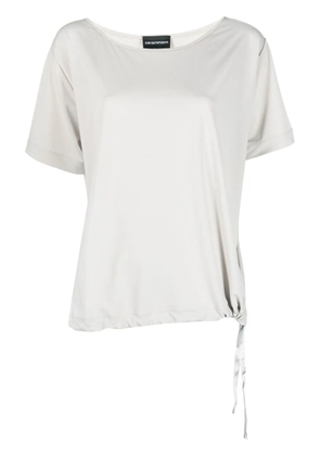 Emporio Armani side-tie detail T-shirt - Grey