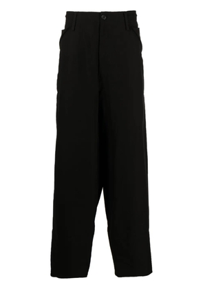 Yohji Yamamoto side-buttons cotton-blend trousers - Black