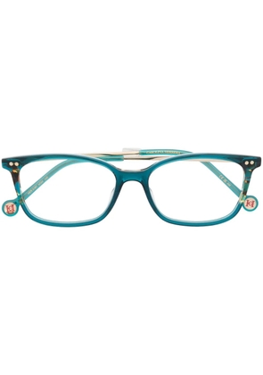 Carolina Herrera rectangle-frame tortoiseshell-detail glasses - Blue