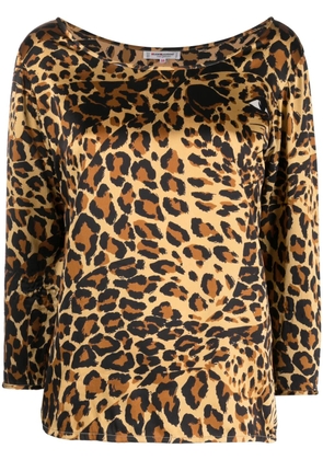 Saint Laurent Pre-Owned 1980s leopard print silk blouse - Black
