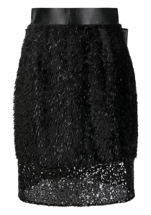 Undercover layered faux-fur pencil skirt - Black