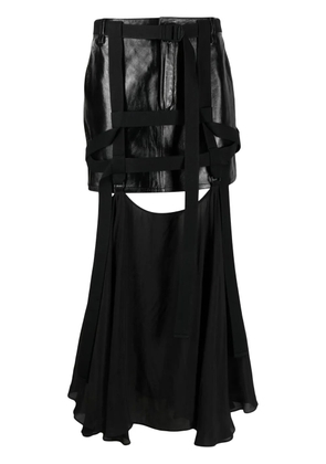 032c leather harness midi skirt - Black