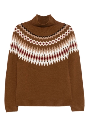 BeYou Fair Isle high-neck sweater - Brown