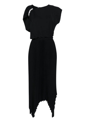 NISSA asymmetric pleated maxi dress - Black