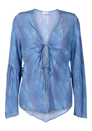 Amir Slama front-tie fastening silk kaftan - Blue