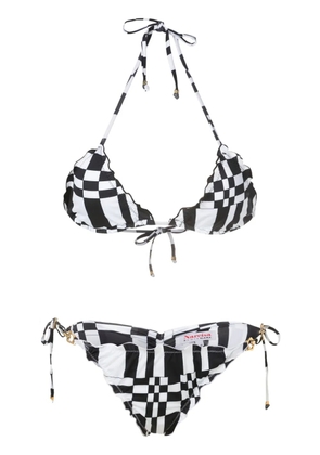 Amir Slama geometric-print triangle bikini - Black