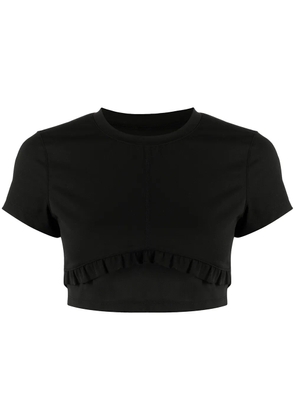 Onefifteen x BEYOND the RADAR cropped ruffle-trim T-shirt - Black