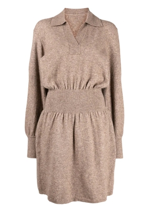 JNBY ribbed-detail knitted midi dress - Neutrals