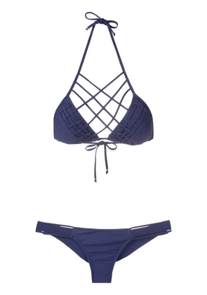 Amir Slama lattice-strap bikini set - Blue
