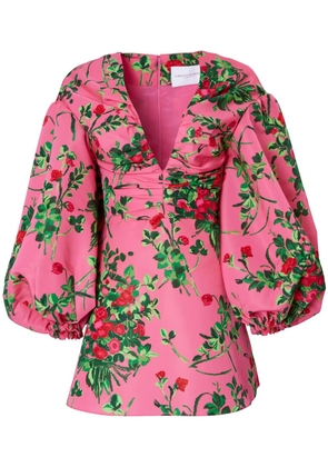 Carolina Herrera floral-print V-neck dress - Pink