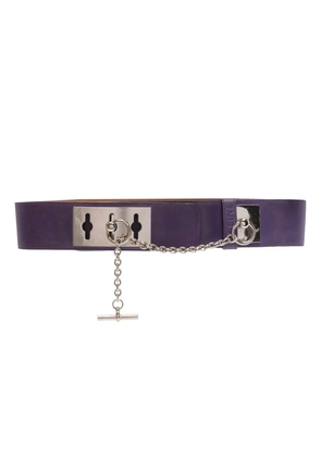 Celine Pre-Owned 1990s debossed-logo leather belt - Purple