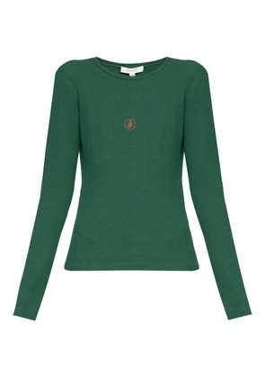 JW Anderson logo-embroidered ribbed top - Green