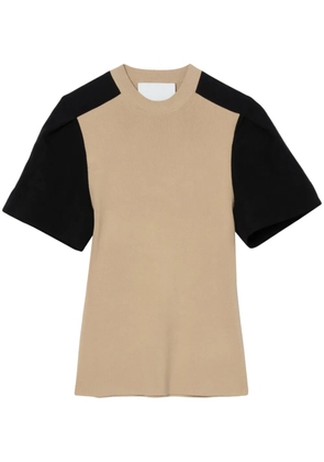 3.1 Phillip Lim two-tone knitted T-shirt - Neutrals
