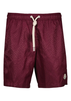 Moncler monogram-jacquard swim shorts - Red