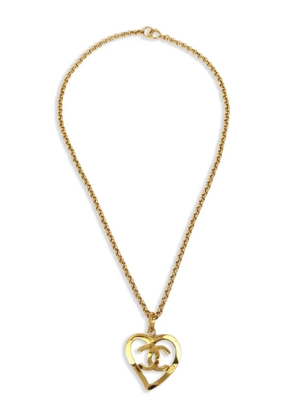 CHANEL Pre-Owned 1995 CC heart pendant necklace - Gold