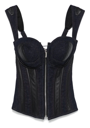 MITILIANE COUTURE leather-inserts denim corset - Blue