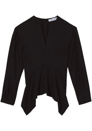 Proenza Schouler White Label V-neck cotto poplin top - Black