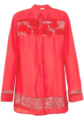 Amir Slama floral-lace detail oversize shirt - Red