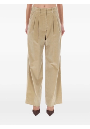 PT Torino pleated corduroy straight trousers - Neutrals
