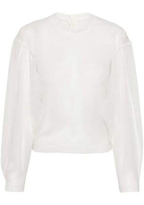 System semi-sheer jersey top - White