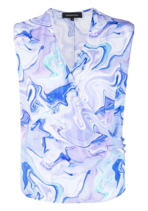 BCBG Max Azria marbled-pattern sleeveless blouse - Blue