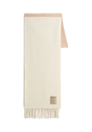 Woolrich colour-block fringed scarf - Neutrals