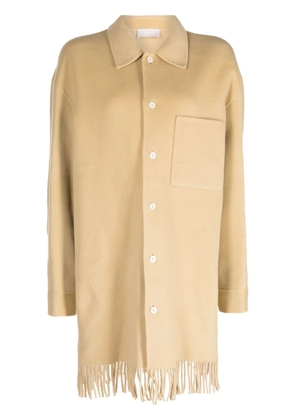 System fringed-hem single-breasted coat - Neutrals