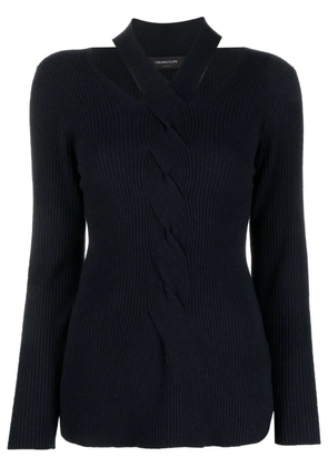 Fabiana Filippi cut-out cable-knit detail jumper - Blue