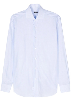 Barba check-pattern poplin shirt - Blue