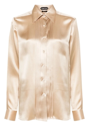 TOM FORD pintuck-detail silk shirt - Neutrals