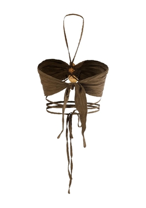 Hamoulet Salpha plissé embellished halter top - Green