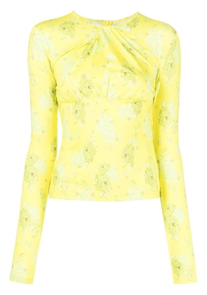 Rokh twist-detail rose-print top - Yellow