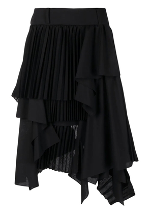 sacai asymmetric pleated skirt - Black