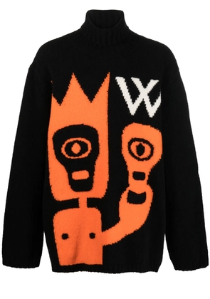 Walter Van Beirendonck Skull intarsia-knit wool blend jumper - Black