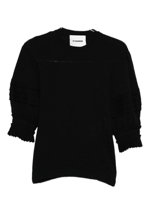 Jil Sander pleated-sleeve top - Black