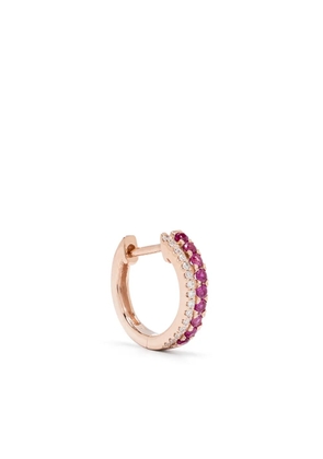 Roxanne First 14kt yellow gold Row pink-sapphires and diamonds single earring