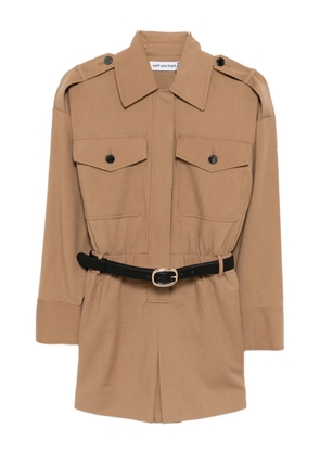 Self-Portrait twill playsuit - Neutrals