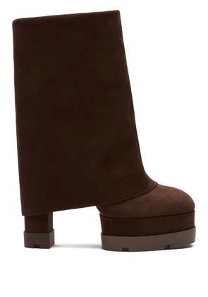 Casadei fold-over platform boots - Brown
