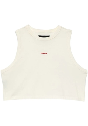 Purple Brand logo-embroidered cropped top - White