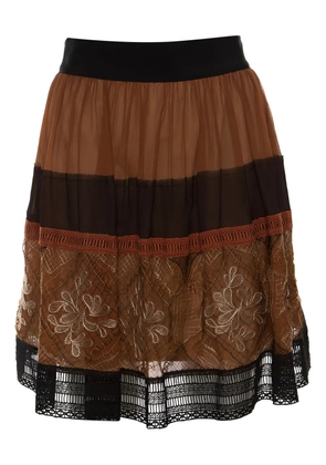 Alberta Ferretti Vintage 2023 lace-embellished skirt - Brown