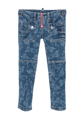 DSQUARED2 Statue of Liberty printed skinny jeans - Blue