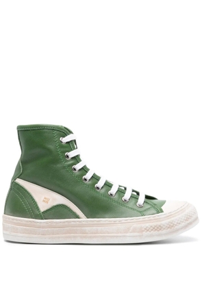 Moma panelled leather high-top sneakers - Green