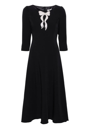 NISSA rhinestoned crepe midi dress - Black
