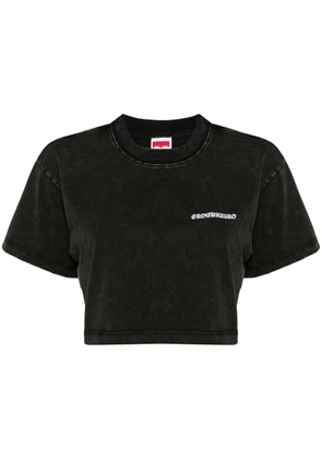 Ground Zero logo-print cropped T-shirt - Black