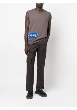 GR10K patch-detail cotton vest - Grey