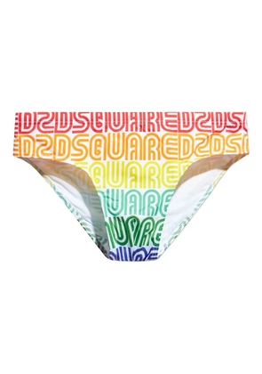 DSQUARED2 rainbow-logo pattern swimming trunks - White