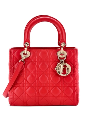 Christian Dior Pre-Owned Lady Dior Bag Cannage Quilt Lambskin Medium satchel - Red