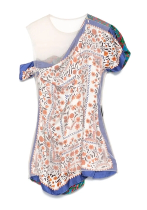 Marine Serre silk-scarves layered top - Neutrals